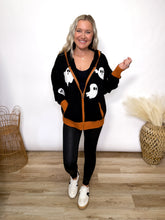 Halloween Ghost Patch Zip Up Hoodie Jacket