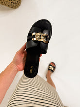 MIA Black and Gold Venetia Sandals