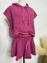 Dark Cherry Mineral Washed Hoodie Tank & Skort Set