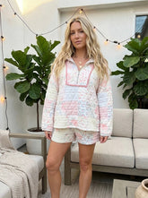 Floral Quilted Half Zip Pullover - Part of Matching Set