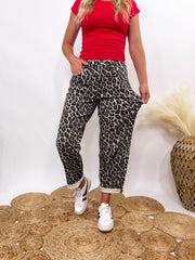 PRE-ORDER Leopard Print Barrel Jeans by Vervet by Flying Monkey